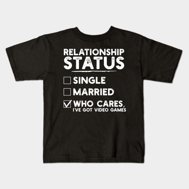 Relationship Status Video Games Funny Kids T-Shirt by DragonTees